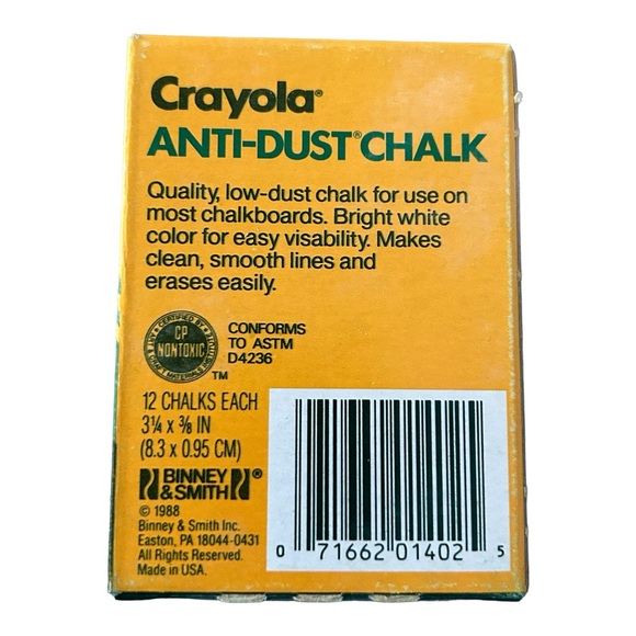 Vintage Crayola White Anti-Dust Chalk Lot of 4 NOS No. 1402 Binney & Smith 1988 - Picture 7 of 7